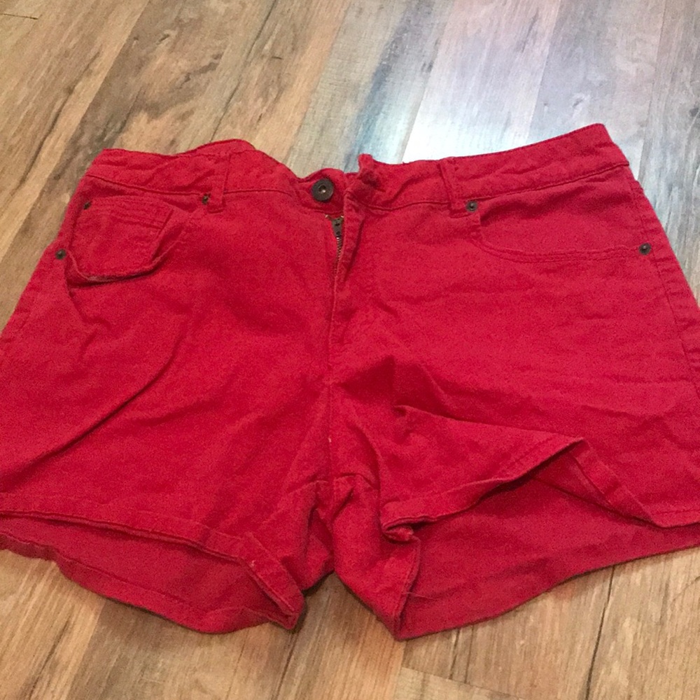 Red Jean shorts